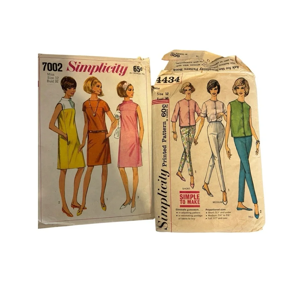 Vintage Simplicity Sewing Pattern Lot of 6 Misses Dresses Pants Suits CUT 1960s